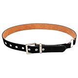 AGUTALITHIC Damengürtel Nietengürtel Mit ösen Punkrock Bling-Rundnieten Western-Cowgirl Ledergürtel Nubukleder Gesteppter Riemen(105cm/41, Black)