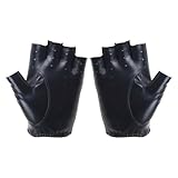 Ywmsfl Fingerloser Fahrradhandschuh, PU-Leder, Outdoor, Fahren, Motorrad, Sport, Halbfinger-Handschuh, Angelhandschuh für Herren, Damen, Teenager