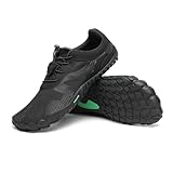 SAGUARO Barfußschuhe Herren Barfuss Schuhe Damen Zehenschuhe Outdoor & Indoor Fitnessschuhe Mit Breite Zehenbox, Vitality III - Barfußschuhe Sattes Schwarz,Gr.44