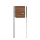 SCHARTEC Standbriefkasten SBS-SPB-5 Holz Design dunkel Briefkasten freistehend mit Zeitungsfach Stand Briefkasten stehend Postkast (Edelstahl/Holzoptik)