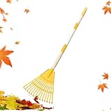 Laubbesen für den Garten, 14 Zinken, ergonomischer Fächerbesen für Gartenarbeit, Rasen, Outdoor, Camping