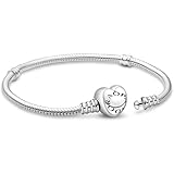 Charms Anhänger Armband 17CM Damen,Armband Herz,Armbänder,Charm Armband,ME Armband Damen Silber 925,Schlangenkette Armband Anhänger,Charm Bracelet,Moments Armbänder,Silber Schmuck,Silber Armreif
