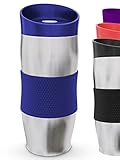 Praknu Thermobecher Kaffee To Go 400ml - Auslaufsicher - Hält Lange Warm - Spülmaschinenfest (Blau)