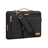 MOSISO 360 Schütz Laptoptasche 13 Zoll, 13 Zoll Umhängetasche Kompatibel mit MacBook Air M4 M3 M2 M1 2025-2018/Pro M2 M1, Seite Offen Schultertasche mit 4 Reißverschlusstaschen&Griff, Schwarz