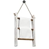 Handtuchleiter – 3-stöckige Handtuchhalter – Handtuchleiter mit Seil, dekorativer Badezimmer-Handtuchhalter aus Holz, Leiter und Haken für Bauernhaus-Zimmer-Dekor Raxove