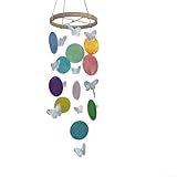 Windspiel mit Schmetterlingen und Muscheln für drinnen und draußen, erzeugt beruhigende Melodien und fügt ein dekoratives böhmisches Element zu Räumen hinzu (bunt)