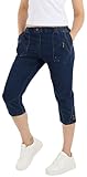 Schuerzenfabrik Damen Cargo Schlupfhose mit Dehnbund kurz 3/4 Jeans Hose, Größe:46, Farbe:dunkelblau