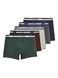 JACK&JONES Boxershorts 5er-Pack Basic Trunks Kurze Unterhosen Logo Print Design JACOLIVER, Farben:Mehrfarbig, Größe Hosen:L