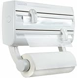 Leifheit Wandrollenhalter Parat F2 ComfortLine-Serie für insgesamt 3 Rollen, Folienschneider mit Abstellfläche für Gewürze und abnehmbarem Küchenrollenhalter, weiß