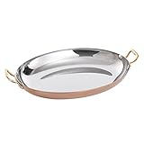GZKDKZB Ovale spanische Paella-Pfanne - Meeresfrüchte- und Hummerplatte aus Edelstahl, antihaftbeschichtet, unbeschichtet, Doppelgriff für Zuhause oder Restaurants (Roségold, 30 cm)
