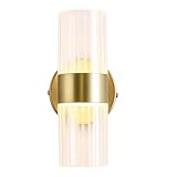 GLEAVI Moderne LED Glas Wandleuchte Doppelkopf Weißes und Warmweißes Licht Kompakte Wandlampe für Wohnzimmer Schlafzimmer und Flur
