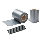 Fogmiea PVC Sichtschutzstreifen Doppelstabmatten Zaun Gartenzaun Sichtschutz, 100 m x 19 cm inkl.80 Befestigungsclips, Anthrazit PVC Sichtschutzfolie für Doppelstabmattenzaun
