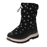 Kleine Mädchen-Schneestiefel für Jungen und Mädchen, modische Winterstiefel für Jungen und Mädchen, dicke Sohlen, rutschfest, wadenhoch, seitlicher Reißverschluss, einfarbig, Schnee-Druck, warme und