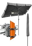 4smile Sonnenschirm Balkon SunnyShade - Sonnenschutz Balkon 3-in-1 SET, Anthrazit - UPF 50+ Sonnenschirm rechteckig 200 x 125 cm + Sonnenschirmhalter Balkongeländer + Sonnenschirmhülle