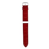 Handgelenkschnalle Stahl hoher Riemen Leder Schweißband Band weiche Qualitätsuhr 18 mm Herrenuhr BI612 (Red-a, One Size)