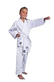 TEKKA BUDO Karateanzug Basix weiß 7.5 oz - Karate Gi Set - Jacke. Hose. Gürtel - Einsteiger Anzug - Größe 110