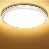 Deckenlampe Led Deckenleuchte Flach Rund - Warmweiß 18W 3000K 1600LM IP44 LED Badezimmer Lampe Badlampe Decke Küchenlampe für Bad Flur Schlafzimmer Balkon Wohnzimmer Küche Keller Lampe UltraDünn Ø230