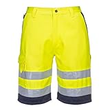 PORTWEST Short en poly-coton léger haute visibilité Jaune/Marine XL - FR(50-52) - UK(40-41) - Vêtements haute visibilité