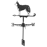 Supvox 3D Tier Metall Wetterfahne Dachdekoration Hund 1 Hängende Gartendeko Windrichtung Solarleuchten Für Den Außenbereich Gedenkwindspiele Garten Windmühle Außenleuchten Eisen Black
