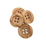 BOTIBOTON - 50 Naturholzknöpfe mit 4 Löchern (12,15,18,20,25 mm) - Olivenholz - Helles Holz - Nähzubehör - Hergestellt und versandt aus SPANIEN (15 mm)
