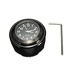 Viviance Motorrad Quarzuhr 7/8'wasserdichte Chrom Fahrrad Lenkerhalterung Uhr Aluminium Leuchtende Uhr Universal für die meisten Harley Suzuki Yamaha Kawasaki Crusier Chopper Custom - Schwarz