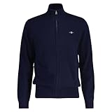 GANT Herren Extrafine Lambswool Zip Cardigan Strickjacke, Marine, Large