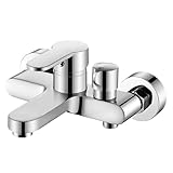 Badewannenarmatur, Wannenarmatur Mischbatterie Badewanne, Messing Drehbare Umsteller Wasserhahn Einhebel Wandmontage Duscharmatur, Badewanne armatur für Wandmontage, Einhand Wannenarmatur Chrom