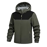 Winterjacke Herren Outdoor Winddichter Softshellmantel Winter Warmer Wander Trekkingjacke Mit Kapuzen Fleecejacke Reißverschluss Thermo-Wintermantel Langarm Softshelljacke Kapuzejacke