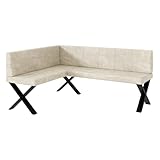 MEBLINI Eckbank für Esszimmer - Küchenbank - Essecke - Sitzecke Küche - Peter - X-Beine 128x168x87cm Links - Creme Samt