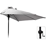 MaxxGarden Balkon-Sonnenschirm Ø270 cm Halbkreis - Gartenschirm, Terrassenschirm, Sonnenschutz - UV 50+ - ohne Fuß - Grau