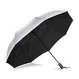 ZOMAKE Sonnenschirm,UPF 50+UV Schutz Regenschirm,Automatik Auf und Zu Umbrella,Silberbeschichtung schirm Klein,taschenschirm faltbar,kompakt für Damen Herren und Familie(Silber Schwarz)