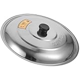 HOOWIFFY Runder Edelstahl Topfdeckel 33cm Leichter Metalldeckel mit Knopf Passend für Wok Gemüsetopf und Bratpfanne Küchenzubehör für Haushalt und Kochen