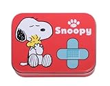 Snoopy Kinderpflaster - Metalen Doos - 24 Pleisters - Schönes Design Pflaster Aufbewahrungsbox für Kinder - Heftpflaster mit Design - Geeignet für Rucksack - Handtasche