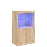 HEFZGDB Sideboard mit LED-Leuchten Sonoma-Eiche 60,5x37x100 cm Sideboard Flur Küchenschrank Buffetschrank Küche Display Case für Speisesaal Küche Café Wohnstube