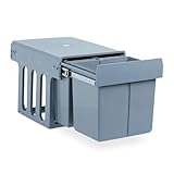 Relaxdays Einbau-Mülleimer, Küche, ausziehbar, Unterschrank für Müllsystem, (Fassungsvermögen 1 x 15 und 2 x 8 L), Kunststoff, HxBxT: 35 x 34 x 48 cm, Grau
