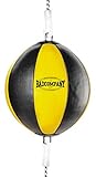 Bad Company Doppelendball aus Kunstleder inkl. elastischen Spanngurten I 25 cm Durchmesser I Boxball für das Reflex- und Boxtraining – Gelb