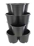 SUSTANIA 1er Set Pflanzturm 4 Etagen Kartoffelturm, Maße: 66x42x40 cm,Pflanzkübel für Kartoffeln & Gemüse, Made in EU, Farbe: Anthrazit