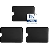 AntiSpyShop 3X RFID Schutzhüllen, TÜV geprüft, NFC Blocker - Kreditkarte, Bank EC Karte Abschirmung (Schwarz)