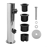 Autilyshop Robuster Granitschirmständer für den Außenbereich, verstellbare Stangenhalterung mit PVC-Hülsen für mehrere Größen, windabweisende Basis für Garten, Terrasse und DIY-Installation für Zement