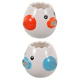 Ipetboom Keramik Eiertrenner 2 Stück mit Lustigem Küken Design Wiederverwendbarer Eigelb und Eiweißtrenner für Küche und Backen