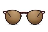 Cheapass Sonnenbrille Braun Runde Brille UV-400 Festival-Accessoire Retro Plastik Damen Herren