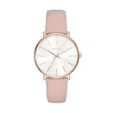 BUREI Frauen Uhren Mode Minimalistisch Analog Leder Quarz Wasserdicht Uhren für Frauen (Weiß-Gold-Pink)