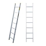 MELMAX - Aluminium-Leiter 7 Stufen PRO Anlegeleiter 150 kg, Arbeitshöhe ca. 279 cm, Anti-Rutsch-Beschichtung, Sicher, stabil und leicht