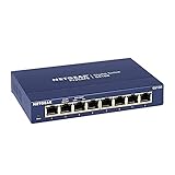 NETGEAR GS108GE LAN Switch 8 Port Netzwerk Switch (Plug-and-Play Gigabit Switch LAN Splitter, LAN Verteiler, Ethernet Hub, lüfterloses Metallgehäuse, ProSAFE Lifetime-Garantie), Blau