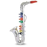Bontempi 32 4331 Saxophon mit 8 farbigen Tasten/Noten. L. 415 mm, blau