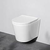AM.PM Spike - Spülrandloses Wand-Hänge-WC mit SoftClose-Toilettensitz - Wand-WC Hängend ohne Spülrand, Tiefspüler WC, Hänge-Toilette Spülrandlos aus Keramik, Toilette für Gäste-WC, Weiß