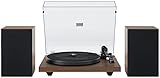Crosley C62C Plattenspieler HiFi System Plattenspieler mit Lautsprechern, verstellbarem Tonarm, beweglicher Magnetpatrone, Bluetooth-Empfänger, 40 W pro Kanal, und Anti-Skate, Walnuss
