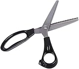 Zackenschere Stoffschere Wellen Zick Zack Schere für Hobbyschneider Edelstahl Stoffe Schneiderschere Profi Papierschere Bastelschere, schwarz