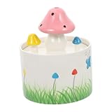 HOLIDYOYO USB Automatischer Haustier Wasserspender Keramik Trinkbrunnen für Katzen und Hunde Kompakt Platzsparend Geräuscharm Leicht zu Reinigen Farbiger Kleiner Pilz Design