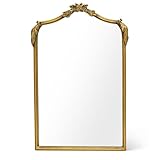 Awhtixbo Wandspiegel Gold Barock,Retro Spiegel mit Rundbogen und Goldrand, Idealer Wanddeko für Wohnzimmer und Flur,Größe: 40 x 61 cm